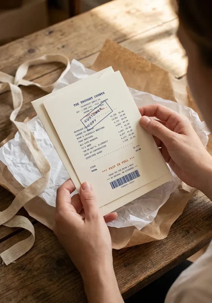 Keepsake styled in a home: the receipt, unwrapped