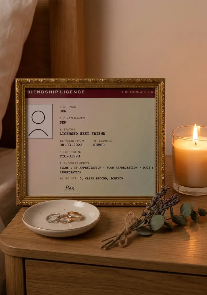 Keepsake styled in a home: the licence, anniversary